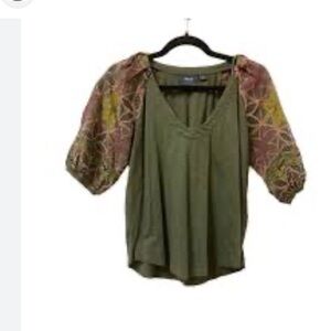 Anthropologie Maeve Bridget embroidered puff sleeve top
